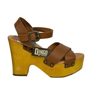 Dingo Women's Woodstock Platform Studs Boho Brown Clog Leather Sandals Shoes 7